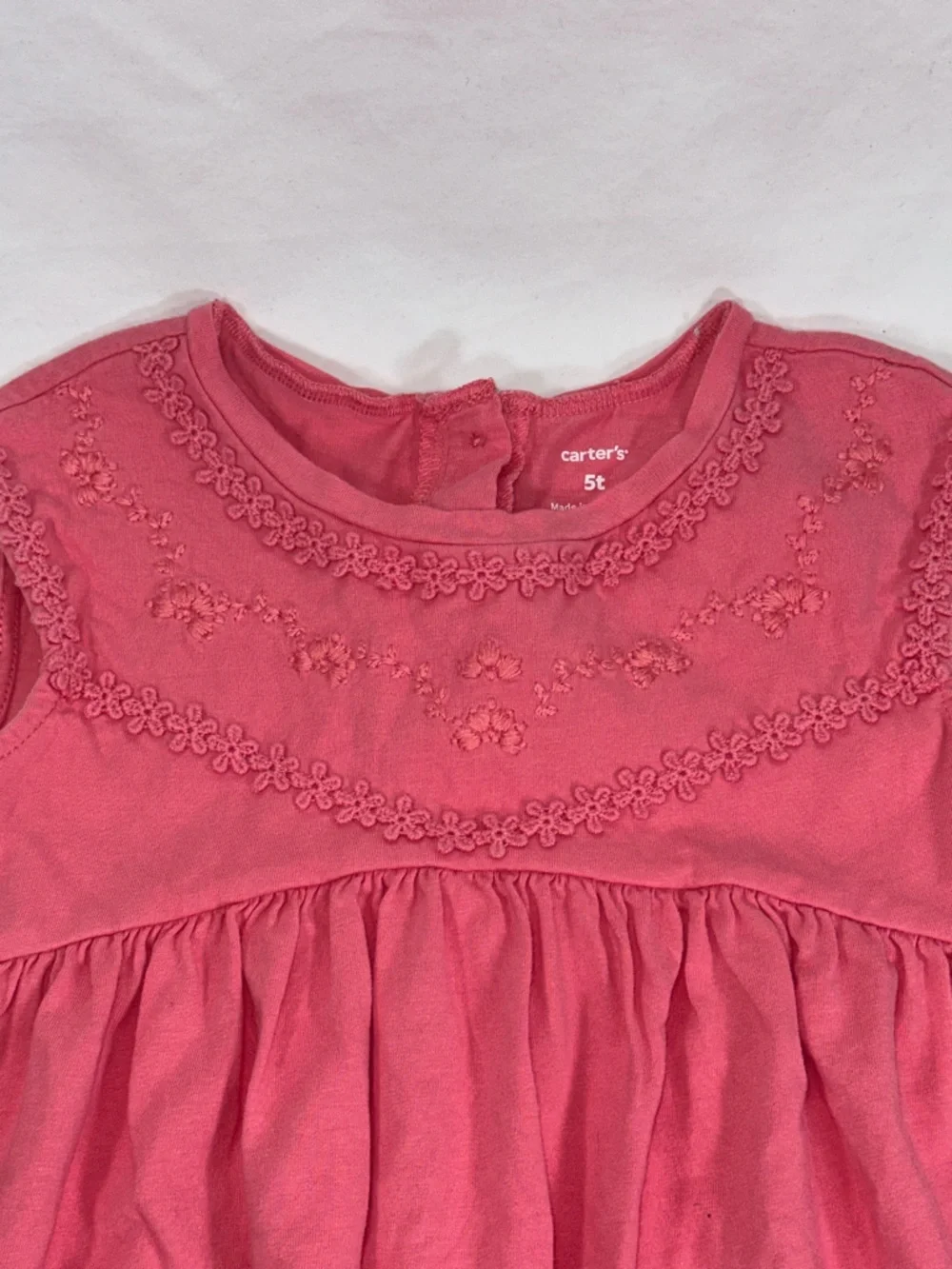 Carters Toddler Girls Pink Dress Sleeveless Embroidered Play Dress Size 5T